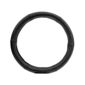 Black leather steering wheel cover for cars, 47-49 cm, Carpassion - CarPassion