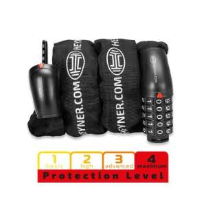 Heyner BikeBlock 110cm Combination Chain Lock, Black, 4 Protection Levels - Bicycle Lock