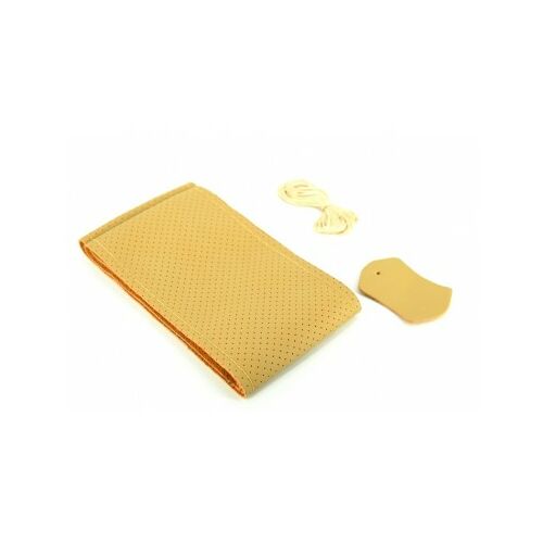 Perforált bőr kormányburkolat, M-es, tű és cérna, krémszínű 127003669