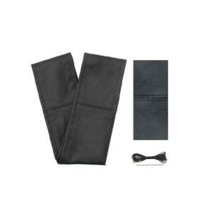 Black leather steering wheel cover with stitching, includes thread and needle - Car Steering Wheel Cover