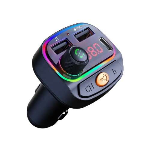 FM модулатор 12-24V Bluetooth 5.0 с функция Fast Charge 3.0 зарядно за кола и USB C порт - C15
