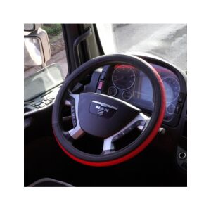 Калъф, Червена/Черна екологична кожа, за волан 44-48см 132094063 - Покривало за волана на автомобила