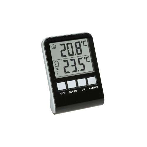 Vnútorný/vonkajší teplomer TFA-Dostmann PALMA, čierny a sivý