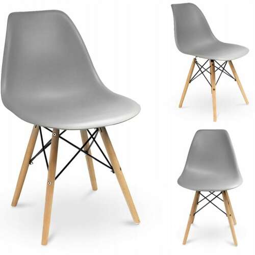 Scaun de sufragerie Jumi Eva gri, stil scandinav, unghiuri multiple