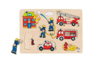 Fa fogantyús kirakó - Tűzoltóautó 30994222 Fejlesztő játék bölcsiseknek