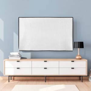 Pokrowiec na telewizor Kwmobile do telewizora 24-calowego, biały, plastikowy, chroniący telewizor przed kurzem i zarysowaniami - Koc na meble ogrodowe