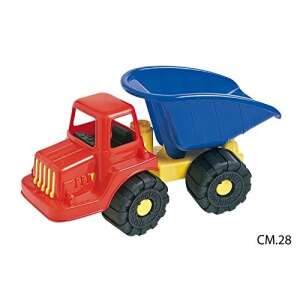 Red and blue plastic toy dump truck, 28 cm, for kids - Androni