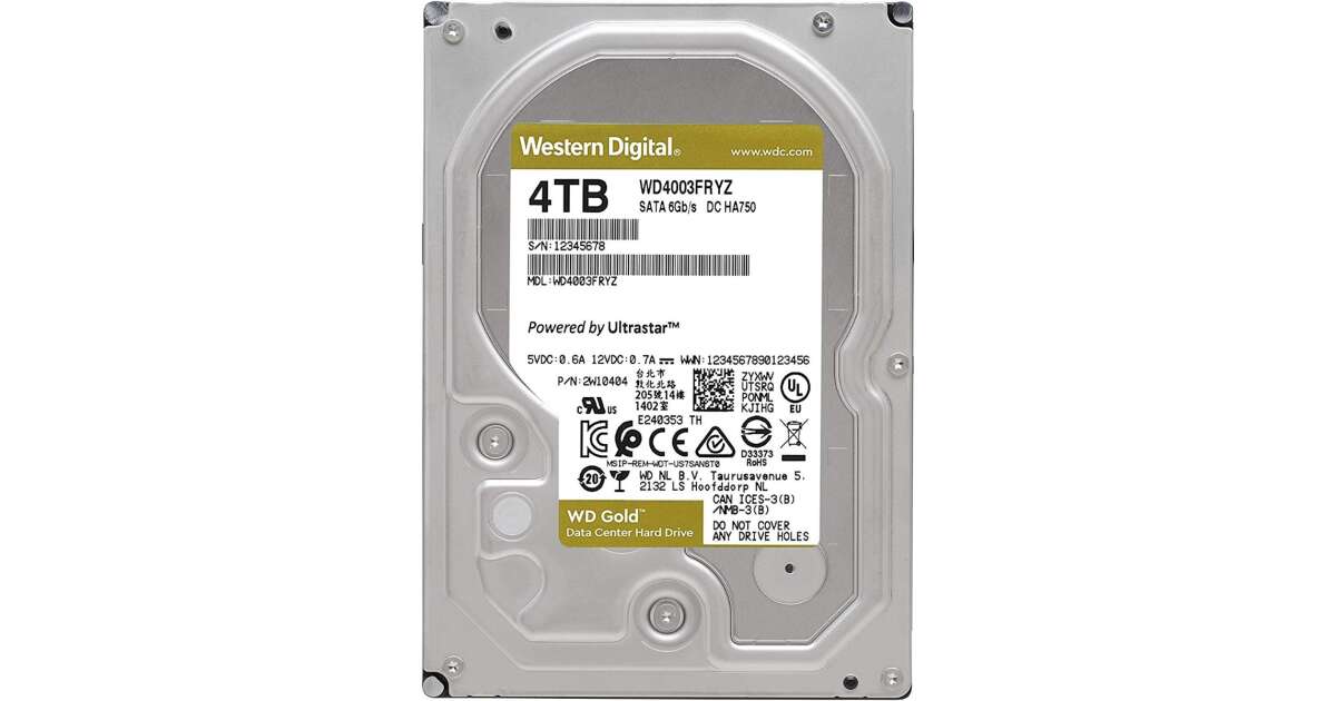 Western Digital Gold WD4003FRYZ 4TB 7200rpm SATA-600 256MB merevlemez ...