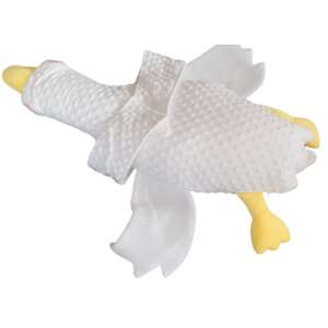 Fehér liba formájú baba párna sárga csőrrel és lábakkal, hátulnézet - Baba párna