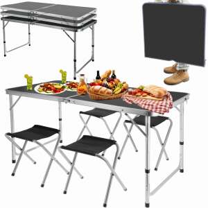 Jumi folding camping set with 4 chairs 120cm #black