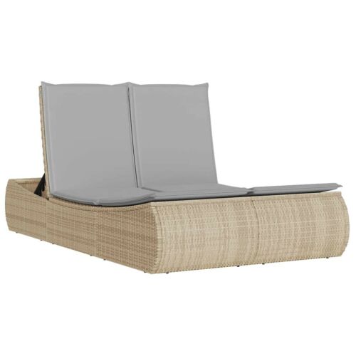 vidaXL Dupla Napozóágy - Polyrattan - Bézs - 200cm 141225498 - Napozóágy és nyugágy