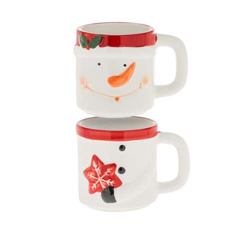 2er-Set Kaffee- und Teetassen, Keramik, mit Schneemann, 3D, 290 ml 102631135
