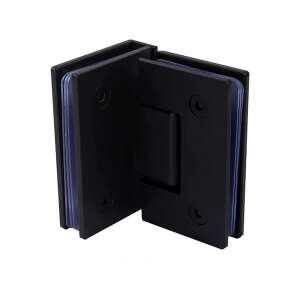 Black glass door hinge for shower cabin, 90 degree glass to glass connection - EmaConstruct Hinge
