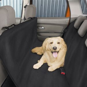Boldog kutya fekete autós ülésvédőn háziállatok számára - MNC