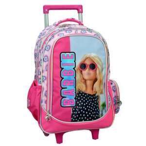 Barbie Summer rolling school backpack, pink with hearts and Barbie image, 46 cm - Barbie
