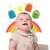 Baby looking up with Clementoni Clemmy Soft Touch & Play Building Blocks above
