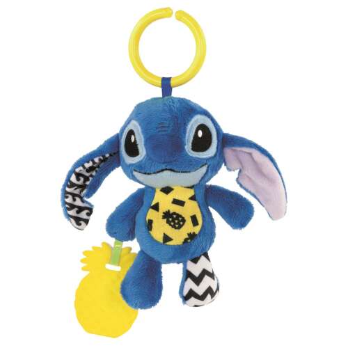 Clementoni Stitch On The Go Plüssfigura, kék plüssjáték sárga ananász rágókával, babakocsira vagy kiságyra akasztható hurokkal - Babajáték