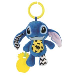Clementoni Stitch On The Go Plusz, niebieska pluszowa zabawka z żółtym gryzakiem w kształcie ananasa, pętla do zawieszenia na wózku lub łóżeczku - Clementoni