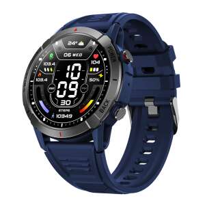 BLEKSY® Robust Smartwatch, Blue, 36mm AMOLED, Full Touchscreen, Bluetooth Calling, Multi Sport, Heart Rate Monitor, Blood Oxygen Monitor, Metal Case, Speaker, Social Media Notifications, IP68 Waterproof - Computers and Accessory