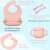 BLEKSY® Silicone Baby Feeding Set, Pink, with adjustable bib, spoon and fork, cup with straw