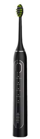 Sonic Electric Toothbrush, BLEKSY®, 42,000 pulsations/minute, 120-day battery, 2000 mAh, USB-C, 2 DuPont brush heads, protects gums, black