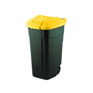 Odpadkový kôš na kolieskach 110 l čierny/žltý