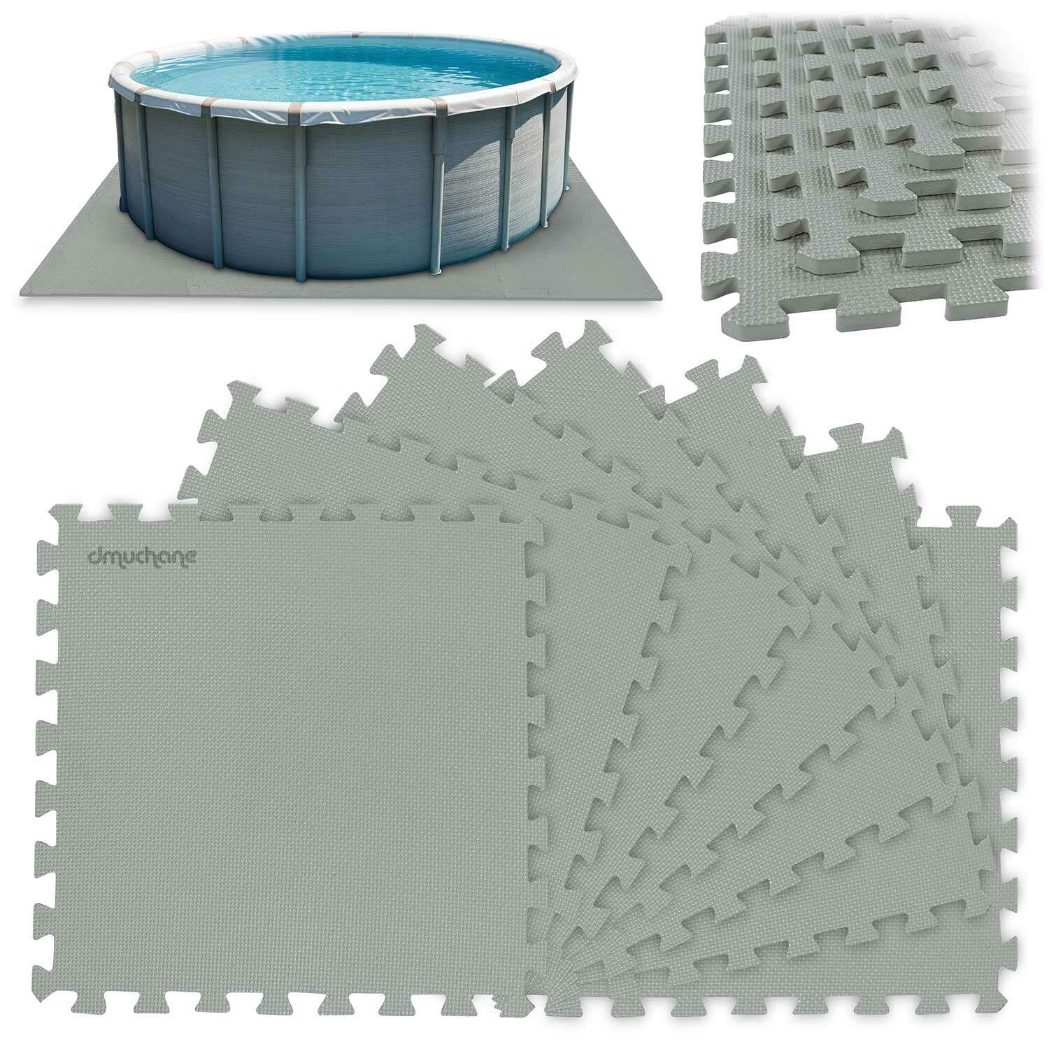 E-shop Dmuchane Penová podložka do bazéna Puzzle, 50x50cm, 8ks - sivá