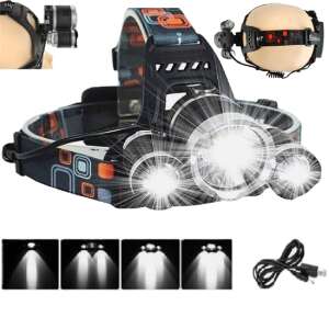 Lanternă frontală cu 3 LED-uri - Lumină puternică - Cu acumulator de 4800mAh 102635603 - Lanterne