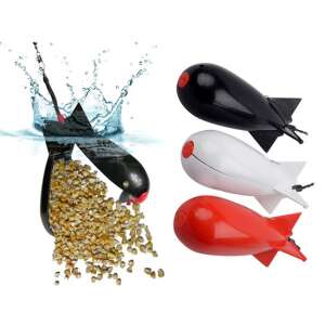 Nagy etetőrakéta horgászathoz, fekete, fehér és piros színben, hosszú dobásokhoz - Csúzli & etetőrakéta