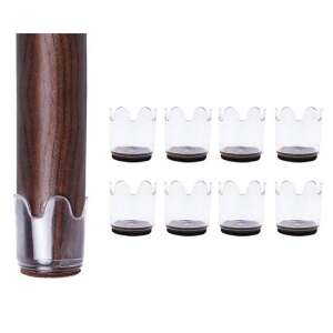 8 darabos átlátszó szilikon szék lábvédő, bútorláb alátámasztó, padlóvédő, karcolásgátló, csúszásgátló, keményfa padlókhoz, védi a bútorlábakat és a padlót - Padlóvédő bútorláb alátét