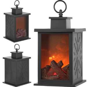 Dekorlámpa - Kandallóhatás - Fekete - 14x14x24cm