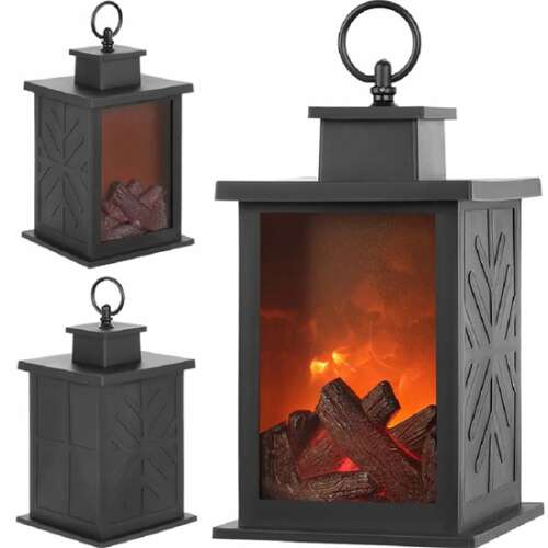 Dekorlámpa - Kandallóhatás - Fekete - 14x14x24cm 102636541