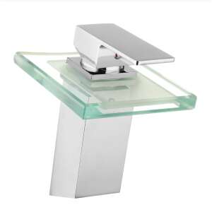 Blackswan waterfall bathroom sink faucet with LED, chrome finish, glass spout, modern design - Nonbrand Faucet