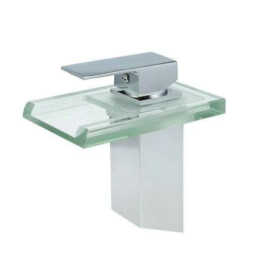 Blackswan M7 Waterfall Bathroom Sink Faucet with LED, Chrome Finish, Clear Safety Glass, 12 x 15.2 cm