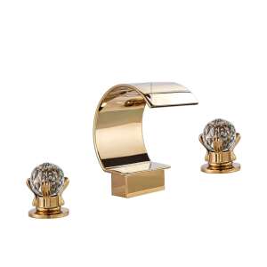 Blackswan M27 Wasserfall-Waschbeckenarmatur, Goldmodell, mit Kristallknöpfen - Nonbrand Wasserhahn