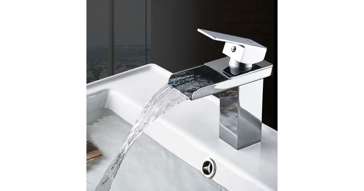 Bathroom sink faucet, Blackswan, M30 type waterfall, chrome model, size 17 cm 102638609