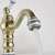 Blackswan M41 gold bathroom sink faucet with ceramic handle, water running
