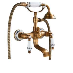 Blackswan M40.1 antike Bronze Badewannenarmatur mit Duschkopf und Keramikgriffen - Nonbrand Wasserhahn