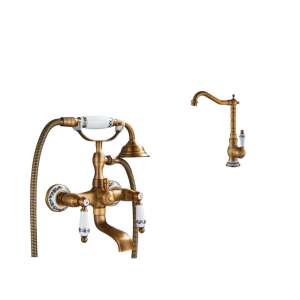 Blackswan M40.3 antique bronze bathtub and sink faucet set, with ceramic handles - Nonbrand Faucet