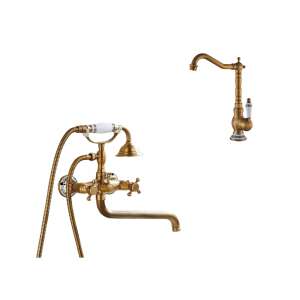 Blackswan M40.4 Antik-Bronze Badewannen- und Waschbecken-Armatur-Set, 30 cm - Nonbrand Wasserhahn