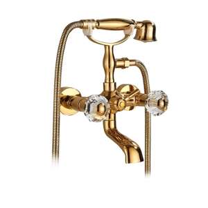 Blackswan M27 gold bathtub faucet with crystal knobs and hand shower - Faucet
