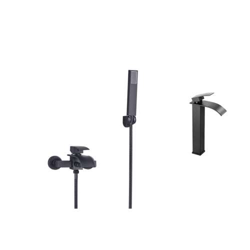 Blackswan M53 bathtub and sink faucet set, matte black, 20cm