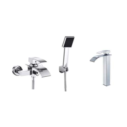 Blackswan M85 bathtub and sink faucet set, chrome finish, waterfall design