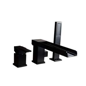 Blackswan M32 Badewannenarmatur, matt schwarz, Wasserfall-Auslauf, Handbrause - Nonbrand Wasserhahn