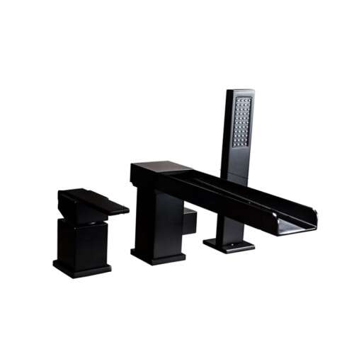 Blackswan M32 Badewannenarmatur, matt schwarz, Wasserfall-Auslauf, Handbrause