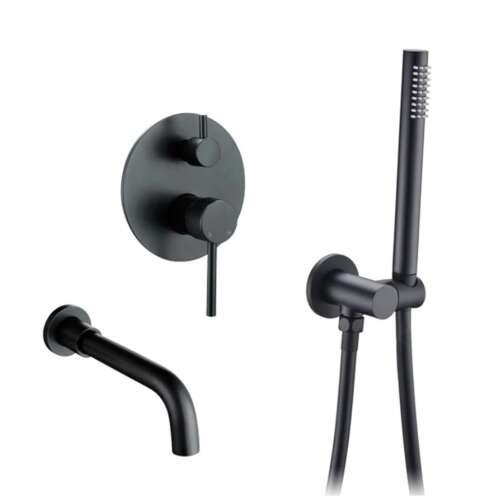 Baterie de cadă Blackswan M68, negru mat, cu set de duș