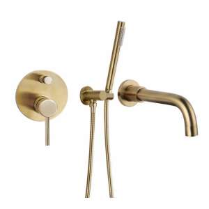 Blackswan M69 Badewannenarmatur, matt gold, 20 cm - Brausegarnitur