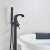 Blackswan freestanding bathtub faucet, matte black, waterfall spout, handheld shower, close-up