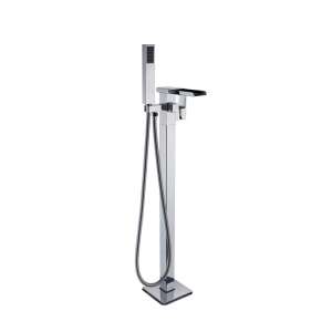 Freistehender Badewannenarmatur, Blackswan, Wasserfalltyp mit LED M63, glänzendes Chrommodell, Größe 98 cm 102639279
