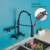 Blackswan M1 type kitchen faucet, black model with wall mounting and 2 modes, size 43 cm, showing the ring design